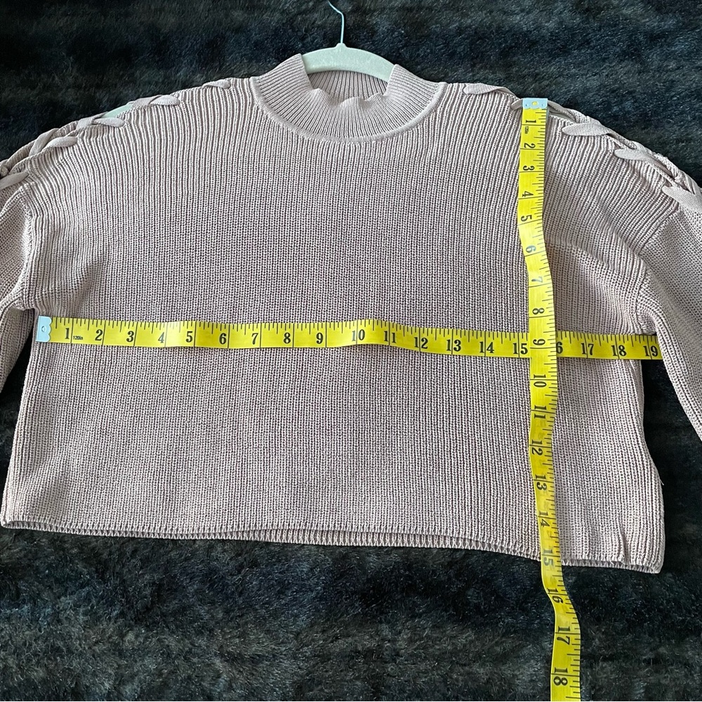 Wilfred by Aritzia Salome Ribbon Sleeve Crop Sweater Sz. S - Picture 6 of 9